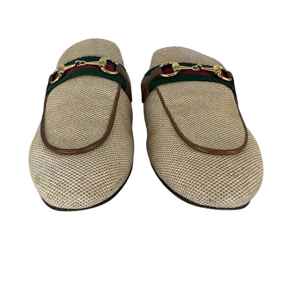 Gucci Canvas Vintage Charlotte Web Princetown Mule Slippers in Sand Cuir - Picture 6 of 16